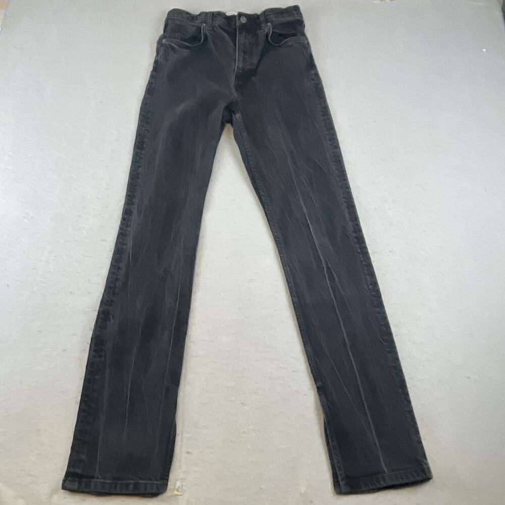 Reformation Liza Womens Sz 27 Slit Hem Ultra High Rise Straight Long Jeans Black